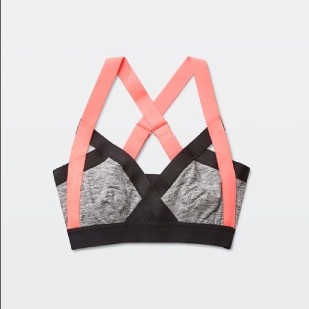 Aritzia Community Sports Bra - Grey & Neon Pink